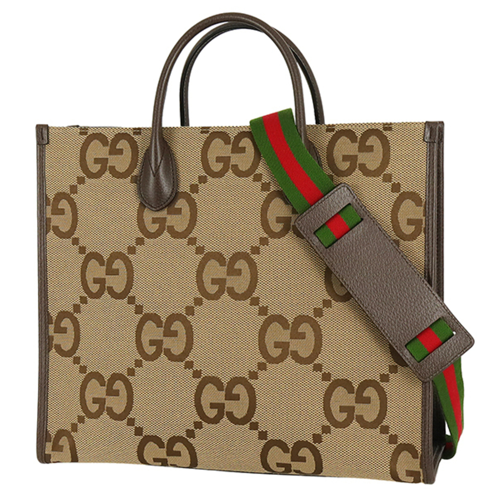 Gucci Tote Bag Shoulder Jumbo GG Brown Beige